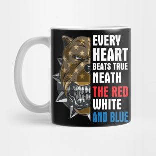 Pitbull Every Heart Beats True Neath The Red White And Blue Happy Independence July 4th Day Dogs Mug